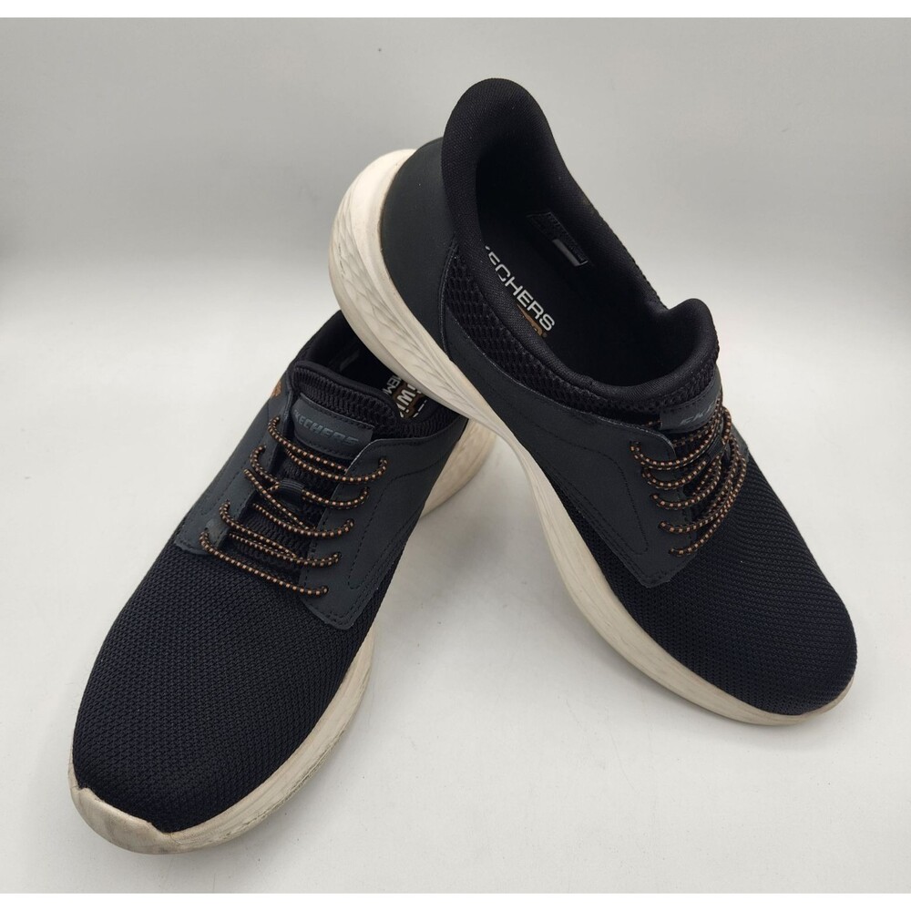 Men's Skechers Hands Free Swift Fit Sneakers Shoes Black Memory Foam US 9.5